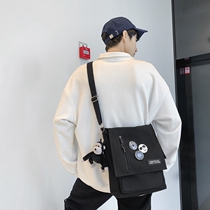 Skew Satchel Men Black Single Shoulder Bag Tide 2021 New 100 Hitch Student Backpack Woman Large Capacity Canvas Bag man