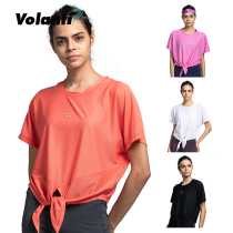Volandi Volanti Quick Dry Sport T-shirt Short Sleeve Casual Loose Sexy Yoga Clothes Running Fitness Top Women