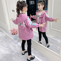 Girls  windbreaker jacket spring and autumn 2021 new Korean version of the big child western style mid-length childrens princess autumn top