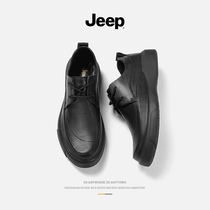 jeep jeep mens shoes 2021 new autumn leather casual shoes Business Mens dress black soft sole leather shoes
