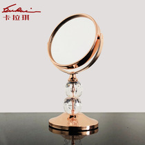 Manufacturers custom Rose gold desk makeup mirror Metal desktop double-sided gift desk mirror dressing mirror custom