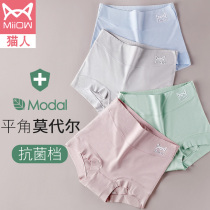 Cat person Modale underpants female high waist pure cotton stall antibacterial and breathable mid-waist collecting belt-free large yard lady flat corner pants