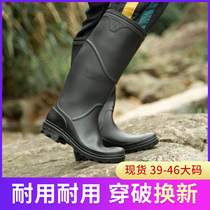 Rain boots thick mens rain boots fashion fishing mens waterproof mid-tube overshoes plus velvet water shoes labor protection rubber shoes