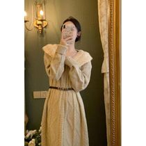 2021 New French retro knitted dress dress design sense niche long Hepburn small fragrant sweater skirt