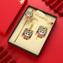 Mid-Autumn Festival souvenir custom lettering logo national tide Beijing Opera facial makeup creative metal bookmark keychain U disk exquisite classical Chinese style cultural and creative products customized company annual meeting business gifts