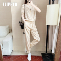 Sports Suit Womens Summer New Ice Silk Cardigan Quick Dry Short Sleeve Reduction of Lean Casual Running Two Sets