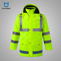 Reflective cotton coat men reflective raincoat winter thickened traffic safety cotton jacket fluorescent coat highway cold coat