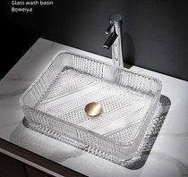 Glass bathroom wash basin hotel bathroom wash basin die-casting craft art glass cylindrical table upper basin