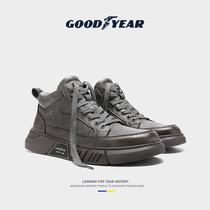 Goodyear martin boots men's winter snow boots men's tooling leather high-top shoes men's plus velvet warm cotton shoes