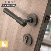 Door lock home bedroom locks room door pure copper mute indoor room brass wooden door door lock bedroom all copper