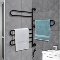 Stainless steel electric towel rack punch-free bathroom electric heating drying rack Carbon fiber bath towel rack household