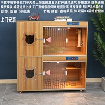  Cat cabinet constant temperature solid wood cat cage household indoor cat house cat villa four seasons universal custom large breeding foster cabinet