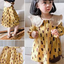 2021 Spring and Autumn new baby girl dress spring dress girl skirt long sleeve children doll collar Princess dress