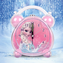  Princess Aisha alarm clock Children girl cute Frozen student special night light cartoon super silent small alarm