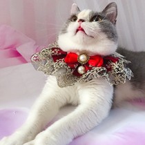 Cat and dog bow tie bow neck jewelry pet bib sip bib saliva towel scarf cute princess lace bib