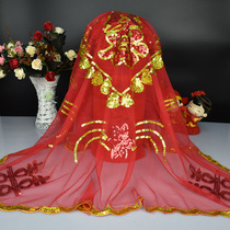 Wedding supplies factory newly married wedding headgear sequin hijab Chinese wedding bride red hijab