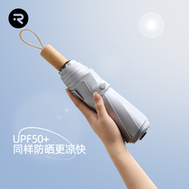 Double layer titanium silver sun umbrella female sunscreen anti-UV shading folding umbrella sunny and high face value UPF50 
