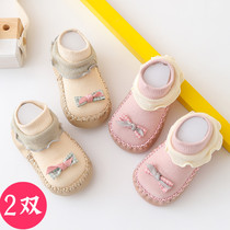 Female baby floor socks spring and autumn summer baby shoes soft bottom non-slip childrens toddler shoes lace princess girl early education shoes