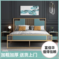 Modern minimalist light luxury style wrought-iron beds 1 2 m 1 8 meters golden soft on iron bedstead metal double bed