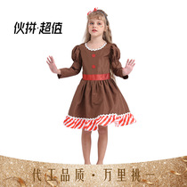 Spring Festival New Year New Years hot sale Christmas childrens clothing girl gingerbread man skirt dress performance costume festival ceremony