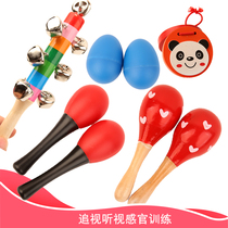 Baby small sand hammer red ball hand rattle child hand gripping chase for visual training red toy small rocking bell
