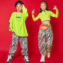 Children's girl's navel jazz dance costume long sleeve sweater children's hip hop autumn hiphop street dance suit tide
