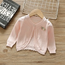 Baby cardiovert summer 2022 new slim fit shawl sweater 1 year old summer clothes foreign air children air conditioning shirt baby jacket 2