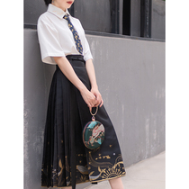  Whale fall Begonia fall original Hanfu summer horse face skirt womens daily eight-point improved Han element one-piece skirt