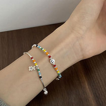 High-end Korean version of rainbow smiley bear love beaded bracelet 2021 new ins niche design adjustable