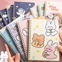 Coil cute cartoon notebook college students literary and artistic small fresh flip A5 thickened stationery girls cartoon cute creative good-looking book simple 16 open super cute girl heart