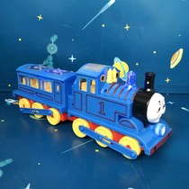 Childrens boy Light Music universal wheel running around train obstacles toy small train turning encounter
