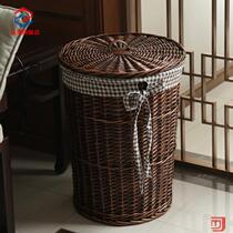 Storage basket dirty clothes basket rattan dirty clothes storage basket with cover dirty clothes basket light luxury debris storage frame wicker basket
