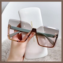 2022 new European and American half-frame metal sunglasses fashion display slim female style sunglasses anti-UV glasses 58163x