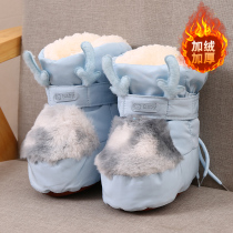 New baby shoes autumn and winter plus velvet warm non-slip 0-1 year old childrens and women baby shoes toddler soft cotton shoes