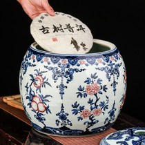 Jingdezhen ceramics hand-painted antique blue and white porcelain Puer tea cans with large storage cans ornaments ornaments