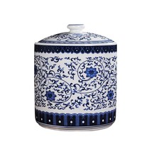 Jingdezhen ceramic ornaments retro blue and white porcelain tea cans large tea cakes with lid storage cans storage cans