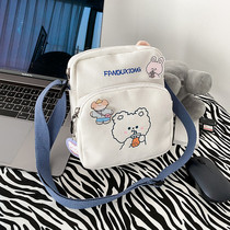Spring new childrens bag Korean cute leisure Joker tide canvas girl girl student shoulder shoulder bag