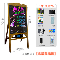 Charging creative wooden frame fluorescent board advertising board shop with vertical luminous LED electronic publicity display board small blackboard shop with activity handwriting fluorescent board night market stall luminous