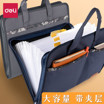 Deli organ bag folder Student information storage bag Portable organ folder file bag Zipper make-up bag Tutoring tote bag Male a4 briefcase carrying book bag Homework test paper special