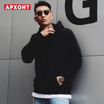 APXOHT winter New hooded sweater Korean version of loose Tide brand mens hoodie solid color pullover cap jacket