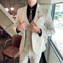Mens suit suit three-piece set slim leisure business graduation season Dress groom group best man wedding dress suit
