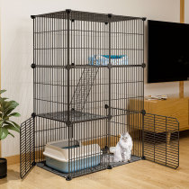 Cat cage Household small cat Villa Pet kitten Large free space with toilet One-piece two-story indoor