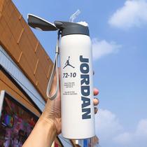 Thermo cup men's sports large capacity with straw fitness portable simple with rope adult female student water cup