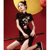 Black cheongsam young 2021 new item girl improvement national tide Chinese style dress daily short female summer