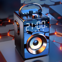 Bluetooth audio outdoor high volume square dance Home portable Portable Speaker K song wireless microphone small audio subwoofer shop recording stall collection broadcast with clock alarm clock