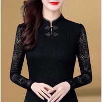 Base shirt women long sleeve autumn and winter New slim cheongsam collar temperament plus velvet versatile T-shirt women