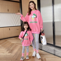 Fried Street Pro-Loading Cartoon Spring Clothing Clothing Suit 2022 New Tide Spring Autumn And Mother Women Dress Pure Cotton Foreign Air Korean Version