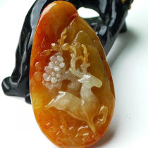 Natural jade jade identification certificate Huang Fei double color Sika Deer brand Dragon brand Guan Gong Pixiu landscape mens and womens models are