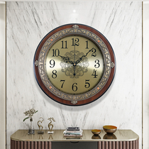 American clock wall clock living room home fashion hanging watch European wooden atmospheric bedroom mute round wall clock