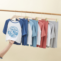 Seven points ~ summer thin modal childrens home clothes pajamas boys and girls baby do not catch cold air conditioning clothes
